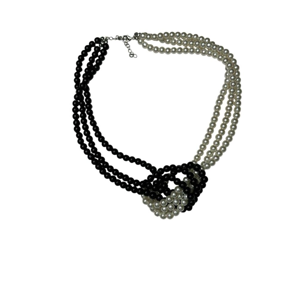 Fashion Heavy Black & White Beaded Necklace